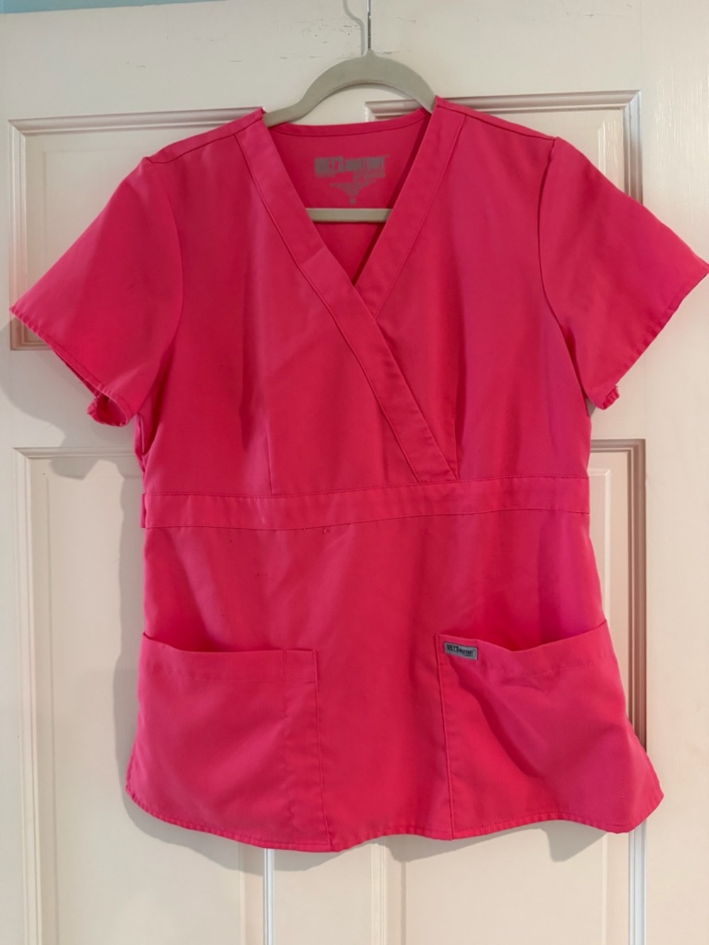 Greys Anatomy by Barco M Women's V-Neck Scrub Top in Hot Pink